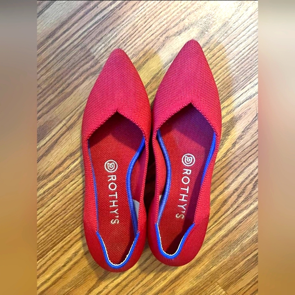 Rothy's Designer The Point Red Flats 7.5